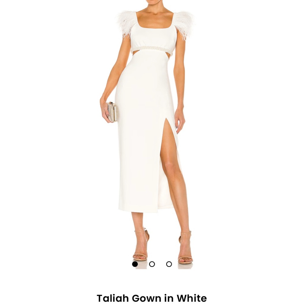 Likely White Midi Dress with Feathered Sleeves